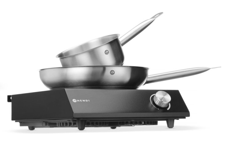 Sada: Indukční vařič 3500W + pánev + pánev na smažení, HENDI, Černá, 230V/3500W, 320x395x(H)95mm