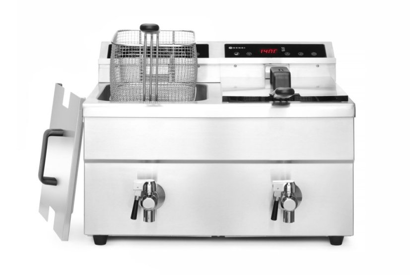 Indukční fritéza s výpustí - 2 x 8 l, HENDI, Profi Line, 16L, 230V/7000W, 577x609x(H)410mm