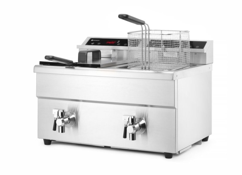 Indukční fritéza s výpustí - 2 x 8 l, HENDI, Profi Line, 16L, 230V/7000W, 577x609x(H)410mm