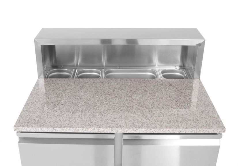 Dvoudveřový chlazený stůl s nástavcem a žulovou pracovní deskou, Arktic, 169L, 230V/310W, 700x900x(H)1082mm