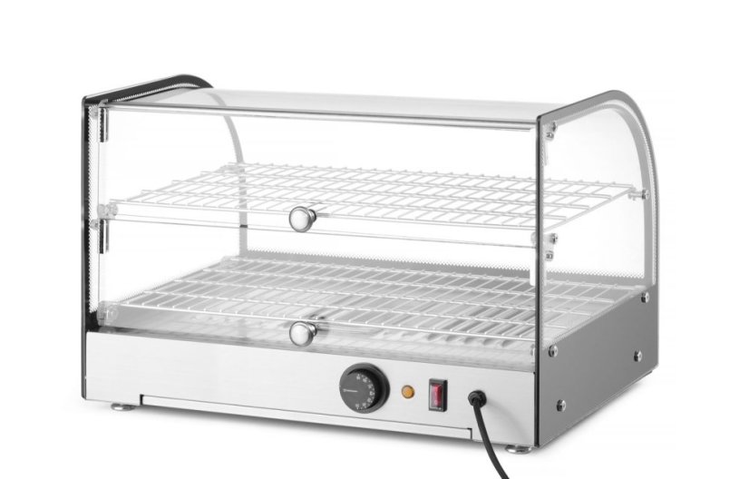 Vitrína ohřívací nastavitelná, HENDI, dvě patra, Černá, 230V/800W, 554x376x(H)376mm