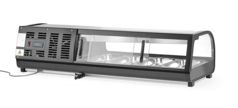 Stojan na Sushi, Arktic, Dodávané nádoby: 4x GN 1/3 (H) 40 mm., Černá, 230V/190W, 426x1177x(H)296mm