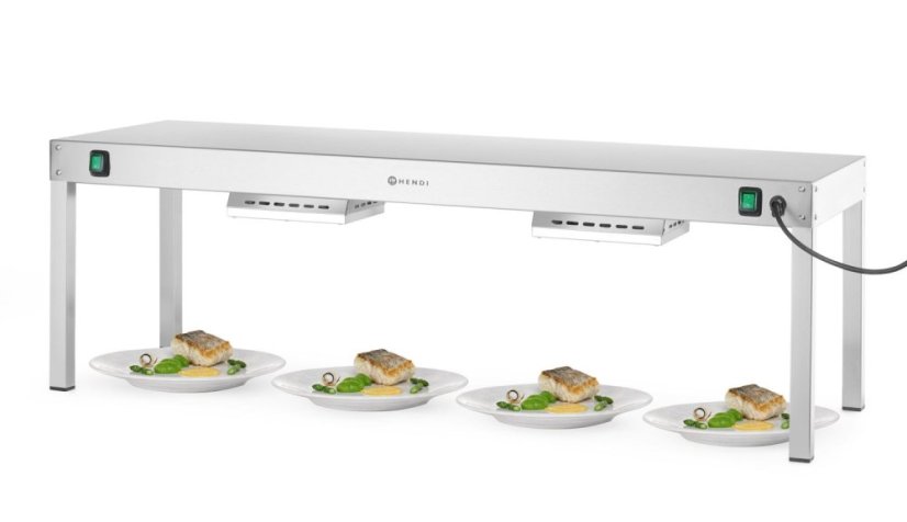 Zahřívací most, HENDI, Stříbrná, 230V/1000W, 1200x400x(H)400mm, Obdélníkové