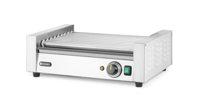 Roller grill na klobásy, 1 zóna, HENDI, Stříbrná, 230V/790W, 566x450x(H)192mm, Obdélníkové