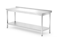 Nástěnný stůl s policí – šroubovaný, hloubka 700 mm, HENDI, Profi Line, 1800x700x(H)850mm