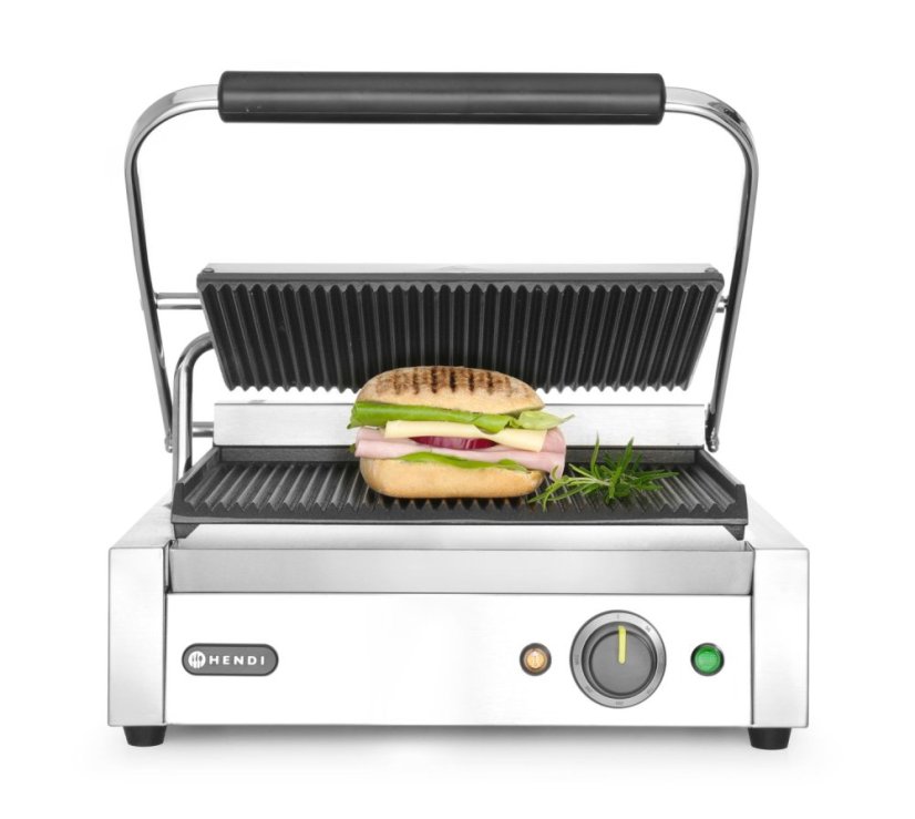 Kontaktní gril Panini, HENDI, Stříbrná, 220-240V/2200W, 430x375x(H)216mm