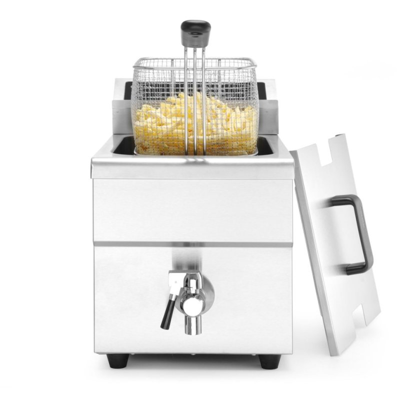 Fritéza indukční s výpustí, obj. 8 l, HENDI, 8L, Světle šedá, 230V/3500W, 288x619x(H)408mm