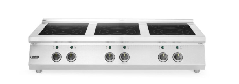 Indukční sporák, 6 varných zón, HENDI, 3x3.5 kW hobs & 3x5 kW hobs, 400V/25500W, 1200x700x(H)311mm
