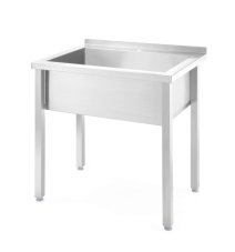 Stůl s žlábkem na jedno mytí, svařovaný, HENDI, Kitchen Line, 800x600x(H)850mm
