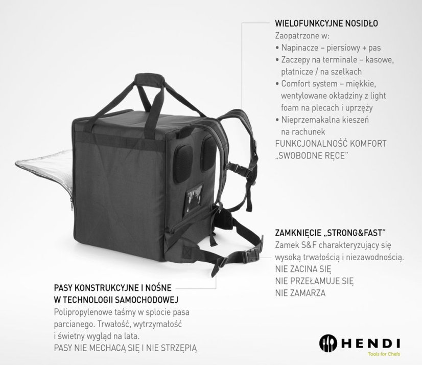 Tepelně izolovaný přepravní batoh, HENDI, 75,2L, Černá, 410x410x(H)480mm