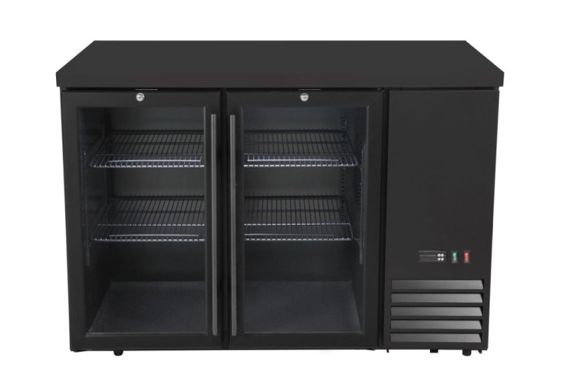 Chladicí barový pult, skleněné dveře, Arktic, 4 police, 283L, Černá, 230V/185W, 1217x631x(H)865mm Chladicí barový pult, skleněné dveře, Arktic, 4 police, 283L, Černá, 230V/185W, 1217x631x(H)865mm