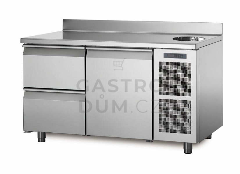 Coldline chladící stůl TA13/2MS s deskou, dřezem a zadním lemem Coldline chladící stůl TA13/2MS s deskou, dřezem a zadním lemem
