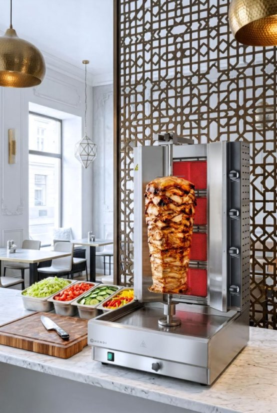Plynový gril na kebab, HENDI, 230V/13200W, 13,2kW, 537x639x(H)1013mm