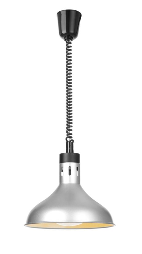 Výškově nastavitelná ohřívací lampa, zvonovitý tvar, HENDI, Stříbrná, 230V/250W, ⌀295x(H)207mm