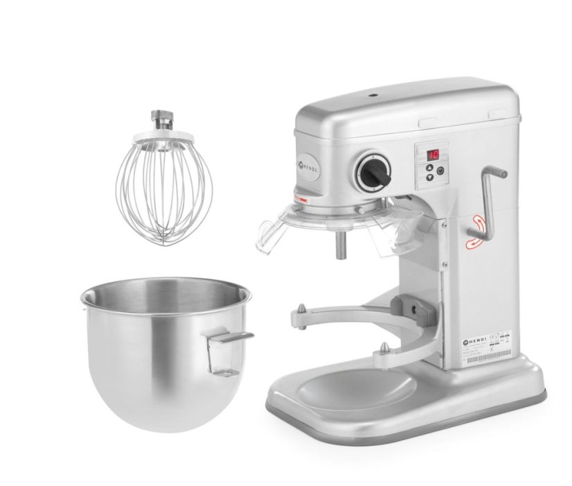 Planetární mixer, HENDI, Kitchen Line, 7L, Stříbrná, 230V/650W, 317x440x(H)490mm