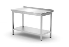 Nástěnný stůl s policí – šroubovaný, hloubka 600 mm, HENDI, Profi Line, 1200x600x(H)850mm