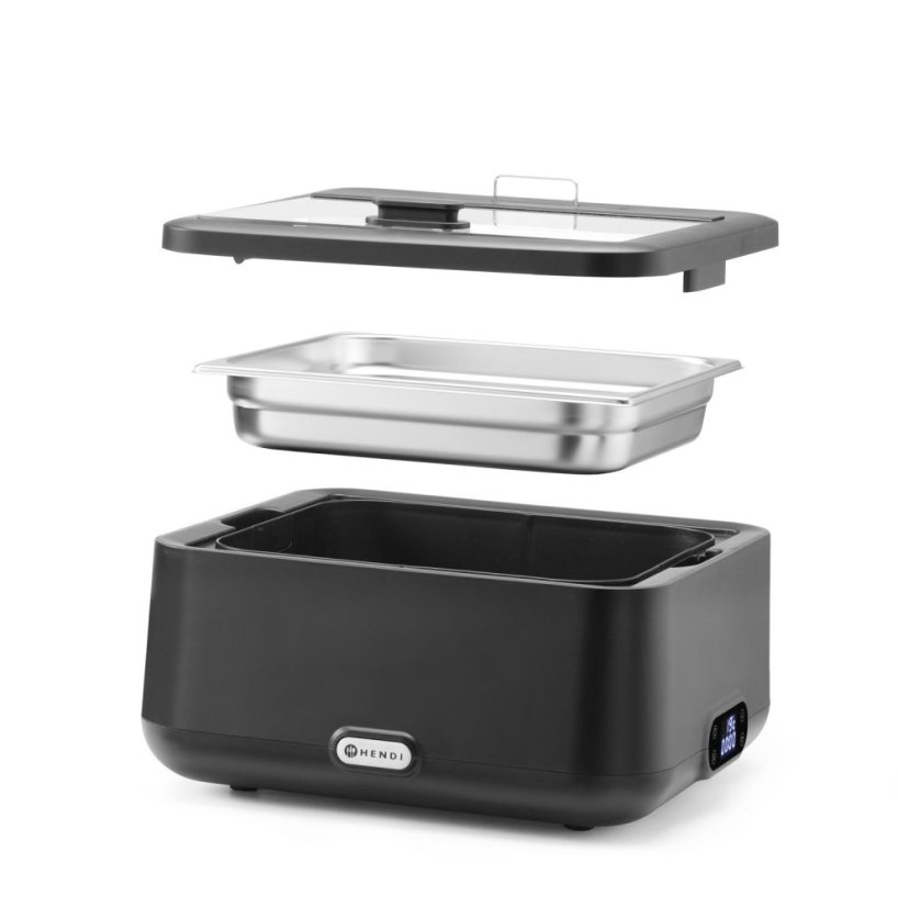 Chafing dish UNIQ, HENDI, designed by Robert Bronwasser, GN 2/3, Černá, 230V/500W, 433x403x(H)248mm