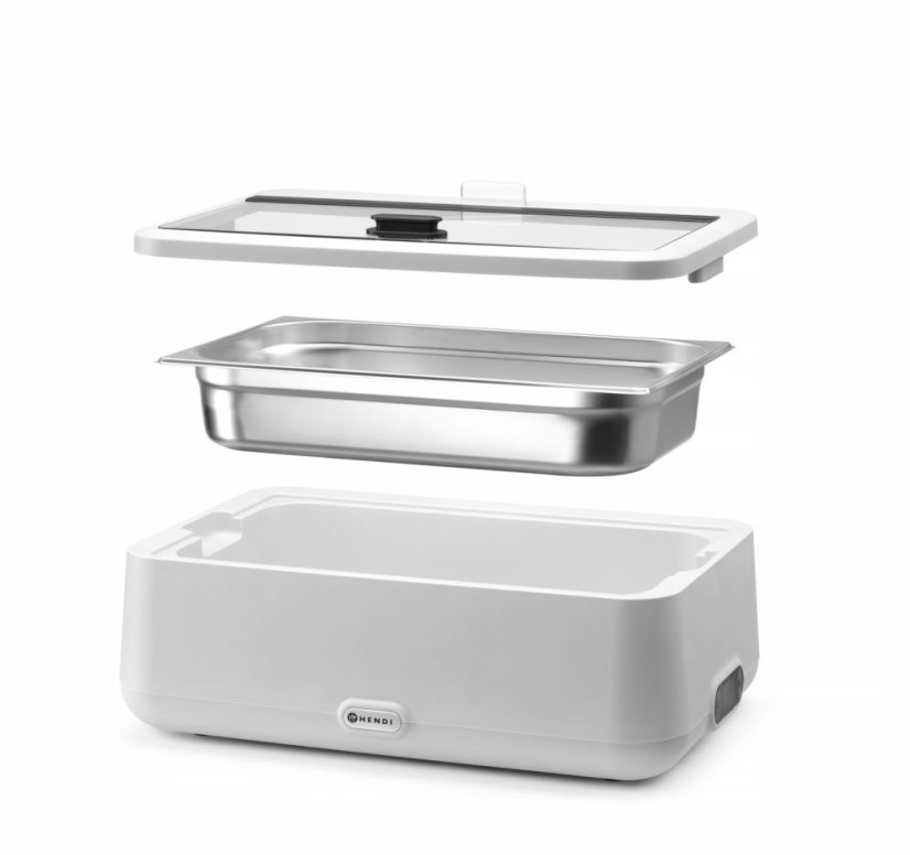 Chafing dish UNIQ, HENDI, designed by Robert Bronwasser, GN 1/1, Bílá, 230V/700W, 607x402x(H)245mm