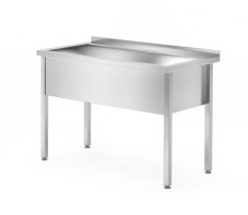 Stůl s jedním mycím dřezem – svařovaný, hloubka 700 mm, výška komory 300 mm, HENDI, Profi Line, 1000x700x(H)850mm