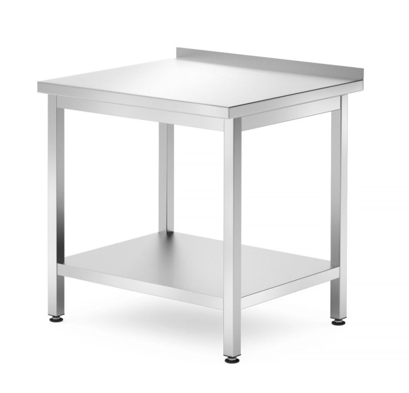 Nástěnný stůl s policí – šroubovaný, hloubka 700 mm, HENDI, Profi Line, 800x700x(H)850mm