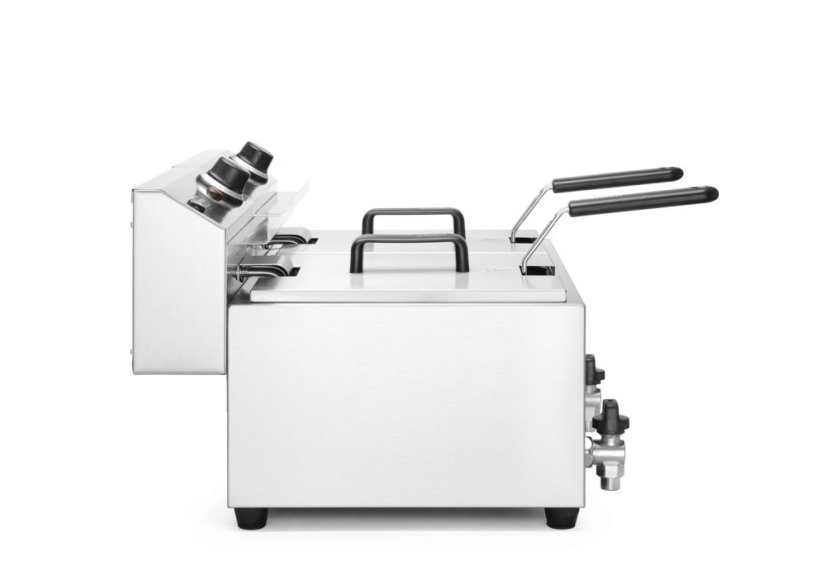 Ruční fritéza s vypouštěcím kohoutem, 2 × 8 l, HENDI, Profi Line, 16L, 230V/7000W, 610x515x(H)369mm
