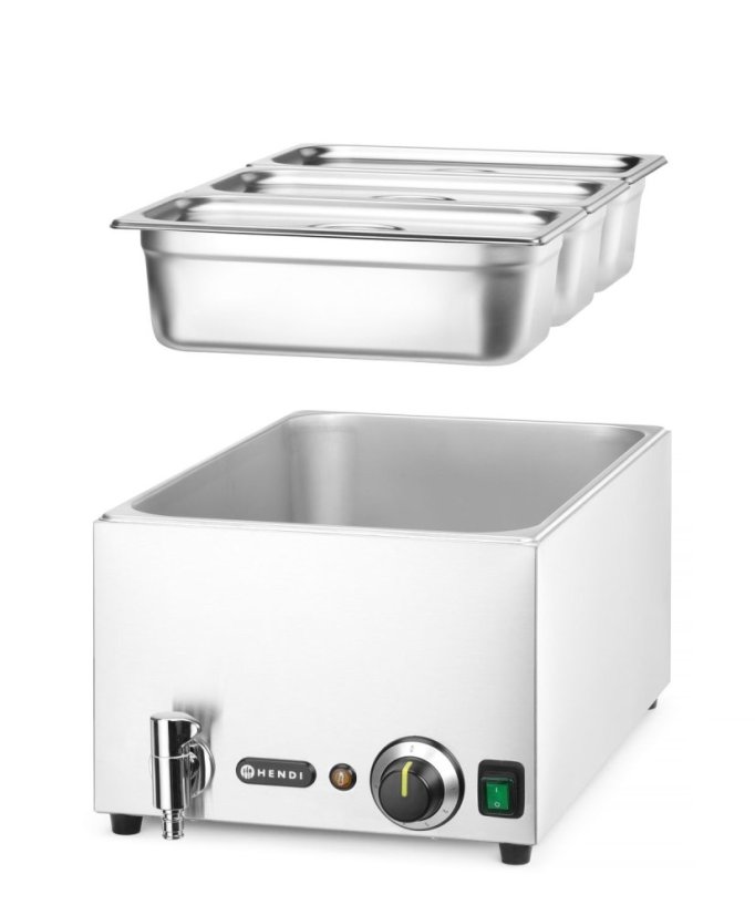 Sada Bain-marie s vypouštěcím kohoutkem Ranger, HENDI, GN (H)150mm, GN 1/1, 230V/1000W, 605x332x(H)242mm