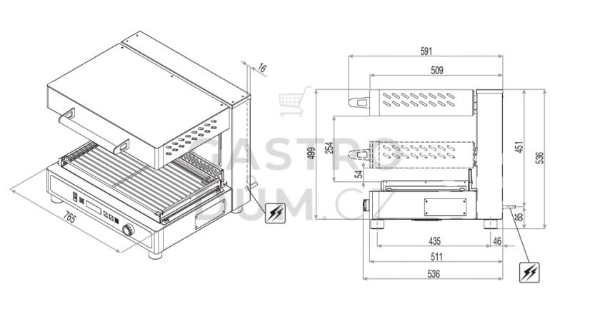 Moduline salamander gril SEH004E Plus (400V) sklokeramický