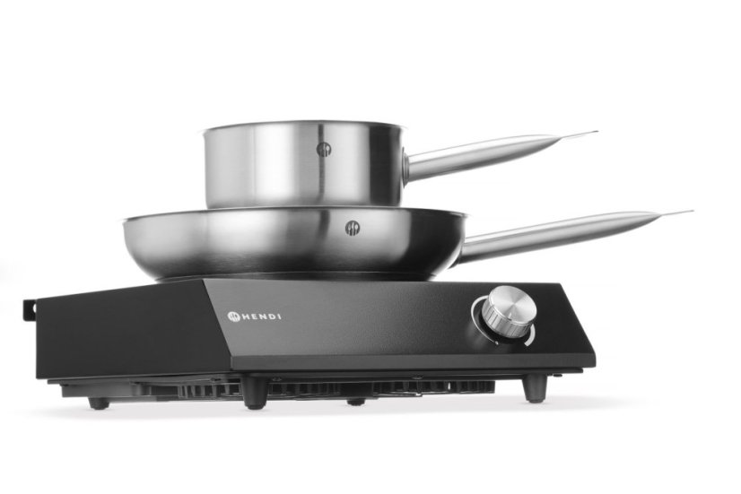 Sada: Indukční vařič 3500W + pánev + pánev na smažení, HENDI, Černá, 230V/3500W, 320x395x(H)95mm