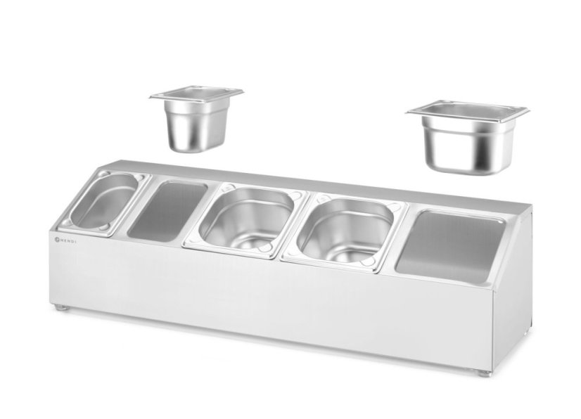 Držák kontejnerů Gastronorm, HENDI, 5 přihrádek, 745x245x(H)215mm