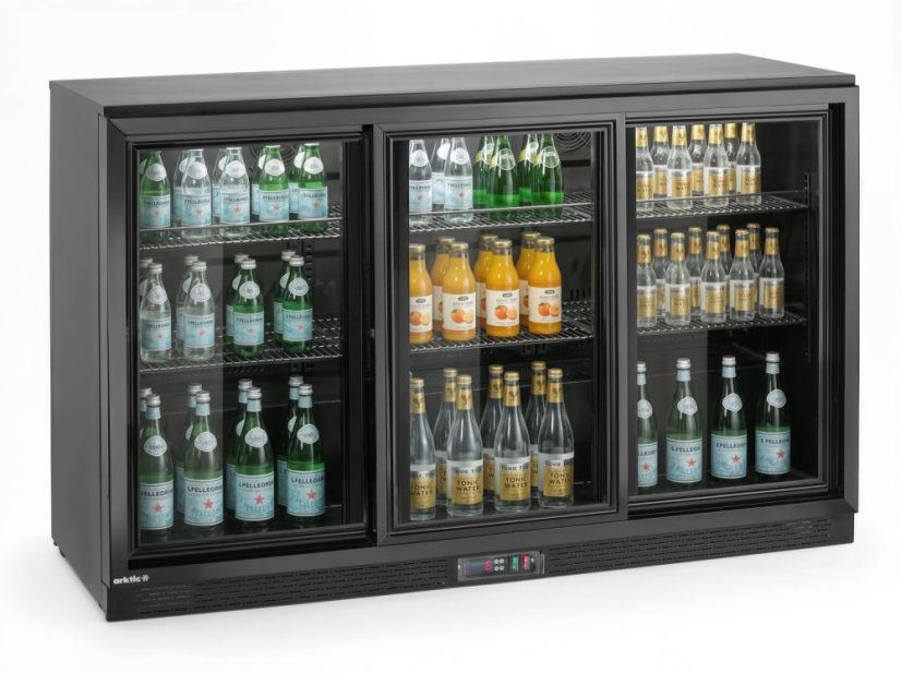 Barová chladnička s trojitými posuvnými dveřmi, Arktic, 254L, Černá, 230V/160W, 520x1350x(H)870mm