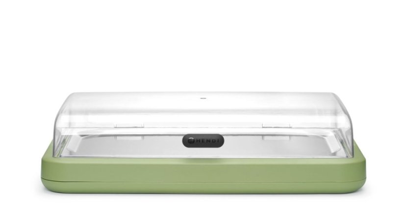 Chladící vitrína UNIQ, HENDI, designed by Robert Bronwasser, GN 1/1, Zelená, 593x389x(H)147mm, Obdélníkové