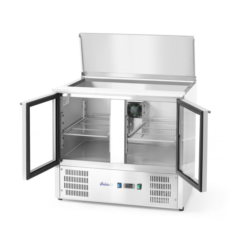 Chladící pult s výklopným víkem, dvoukřídlými dveřmi, Arktic, 146L, 230V/145W, 700x900x(H)860mm