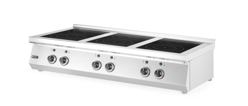 Indukční sporák, 6 varných zón, HENDI, 3x3.5 kW hobs & 3x5 kW hobs, 400V/25500W, 1200x700x(H)311mm