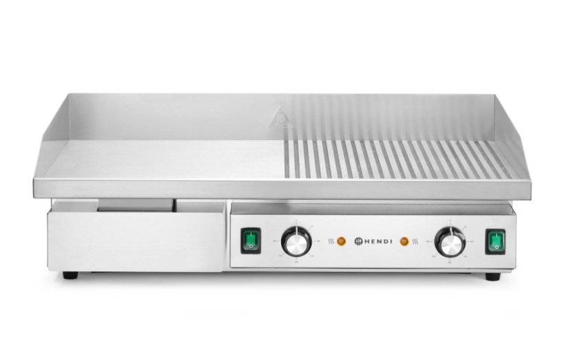 Gril, poloplochý,položebrovaný, HENDI, Budget Line, 400V/4400W, 720x460x(H)241mm