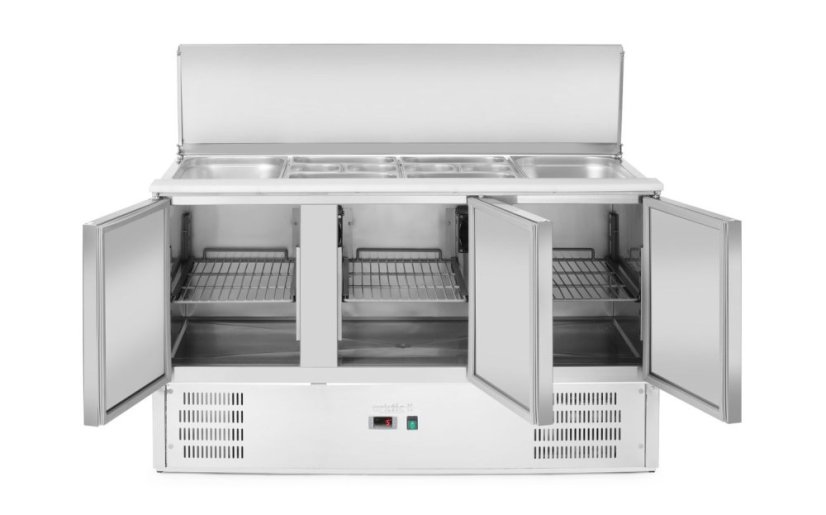 Třídveřový chlazený salátový stůl s odklápěcím víkem, Arktic, 219L, 230V/155W, 700x1365x(H)860mm
