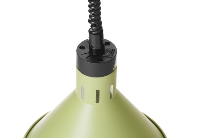 Závěsná výhřevná lampa s nastavitelnou výškou, kuželová, HENDI, Zelená, 230V/375W, ⌀275x(H)250mm
