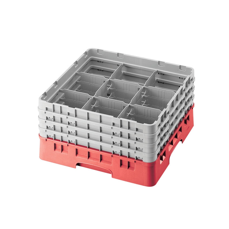 Cambro Koš Camrack 9 pozic, výška sklenice 30 cm - Červená