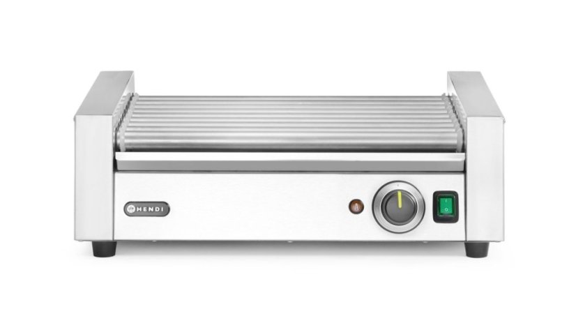 Roller grill na klobásy, 1 zóna, HENDI, Stříbrná, 230V/790W, 566x450x(H)192mm, Obdélníkové