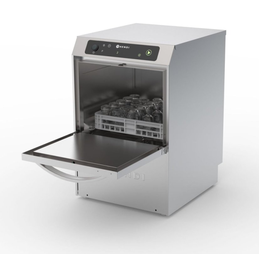 Myčka nádobí 35x35, elektronické ovládání, HENDI, Profi Line, Stříbrná, 230V/2970W, 423x466x(H)639mm