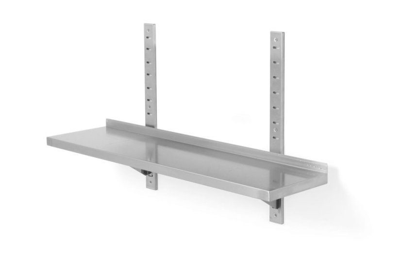 Nástěnná police nastavitelná, jednoduchá, se 2 držáky, HENDI, 800x300x(H)600mm