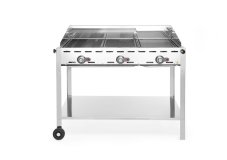 Plynový gril Green Fire 3 hořáky, HENDI, Profi Line, Vybaveno spodní policí a kolečky., 17,4kW, 1078x612x(H)825mm
