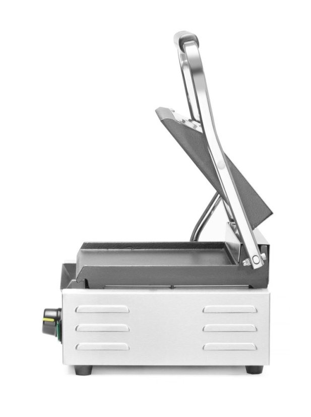Kontaktní gril - single verze, HENDI, vroubkovaná horní, hladká spodní část, 230V/1800W, 310x375x(H)216mm