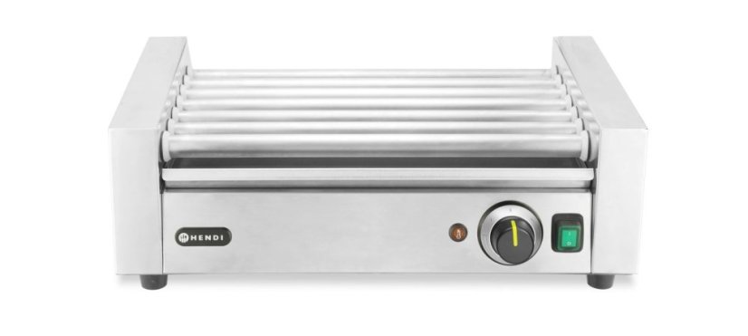 Roller grill na klobásy, 1 zóna, HENDI, Stříbrná, 230V/620W, 566x375x(H)192mm, Obdélníkové