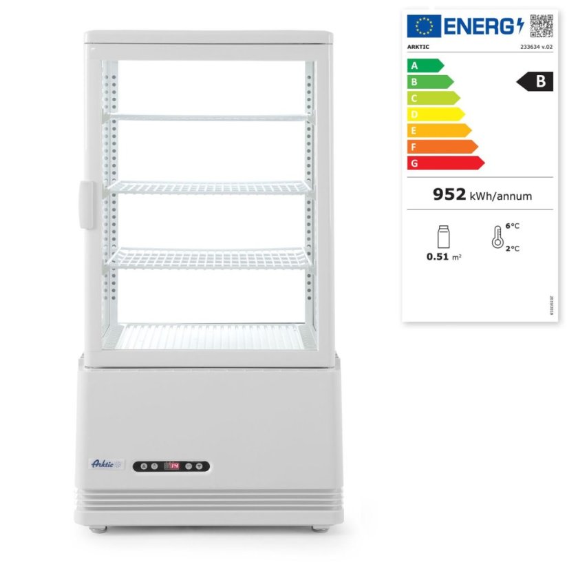 Chlazená skříň displeje, 68 l, Arktic, bílá, 230V/170W, 444x397x(H)875mm
