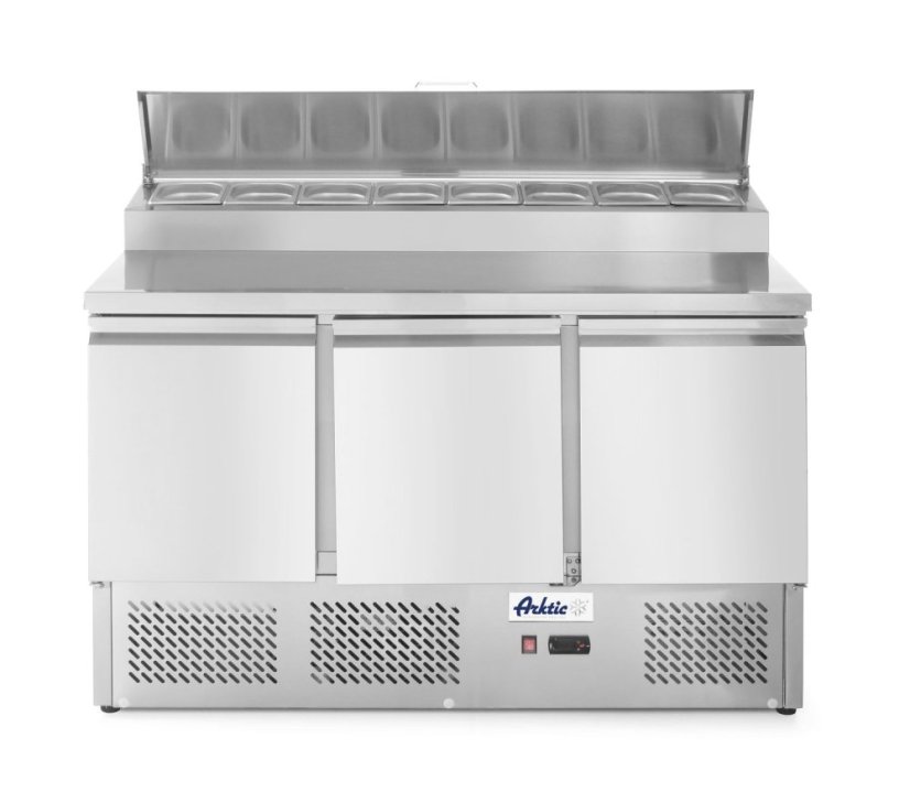 Třídveřový chladicí stůl s prodloužením, Arktic, 253L, 230V/310W, 700x1380x(H)1105mm Třídveřový chladicí stůl s prodloužením, Arktic, 253L, 230V/310W, 700x1380x(H)1105mm