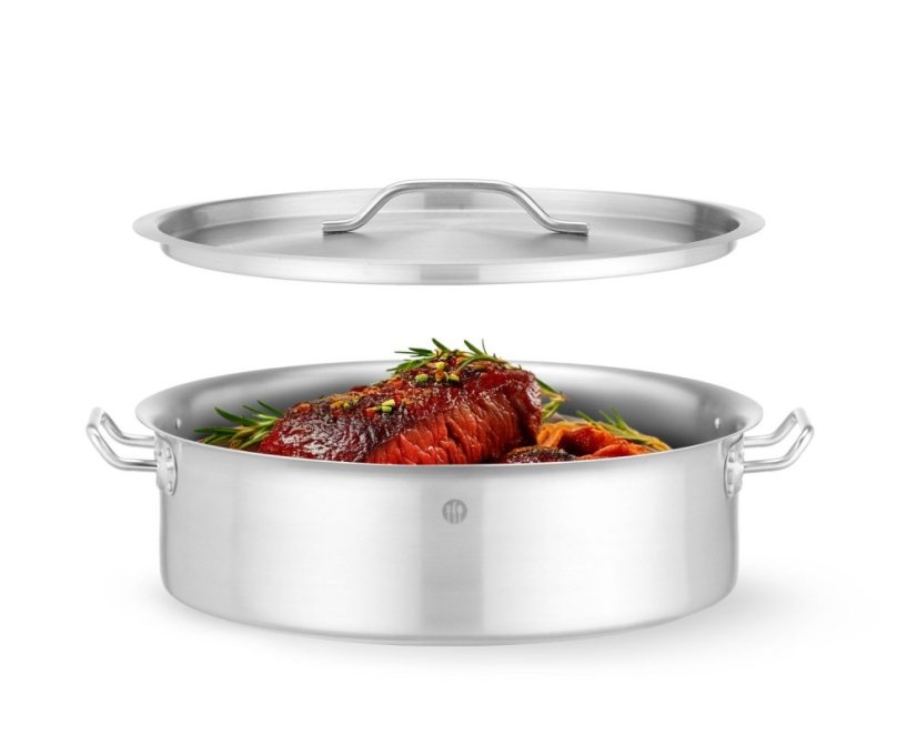 Pečicí nádoba s víkem, HENDI, 10,8L, ⌀360x(H)110mm, Kulatý