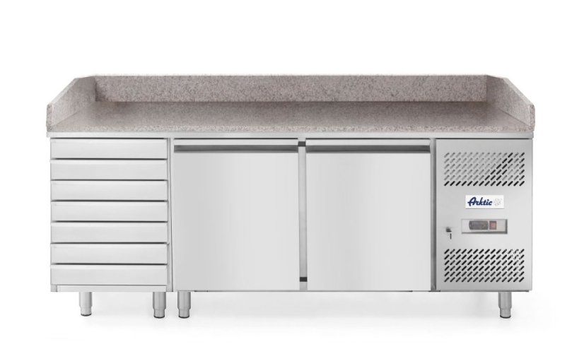 Chladicí pult na pizzu se dvěma dveřmi, Arktic, 250L, 230V/250W, 800x2010x(H)840mm