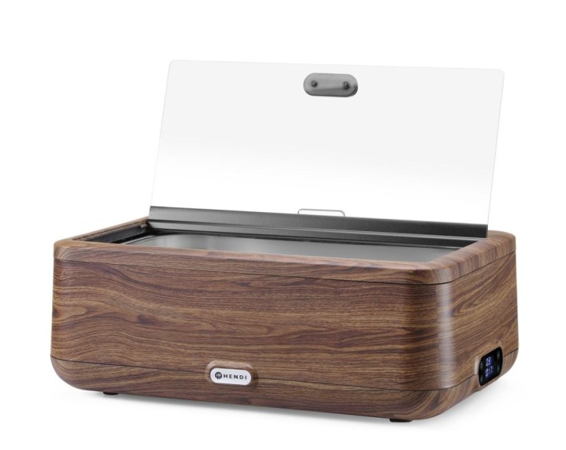Chafing dish UNIQ, HENDI, designed by Robert Bronwasser, GN 1/1, Dřevo, 230V/700W, 607x402x(H)245mm