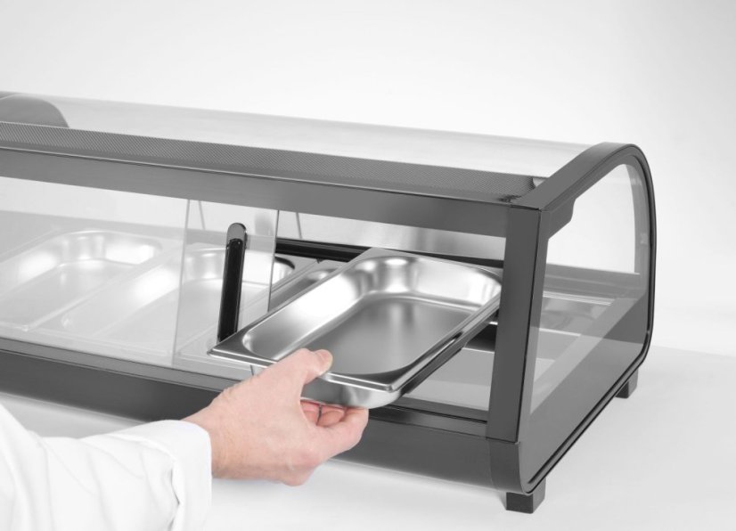 Stojan na Sushi, Arktic, Dodávané nádoby: 4x GN 1/3 (H) 40 mm., Černá, 230V/190W, 426x1177x(H)296mm