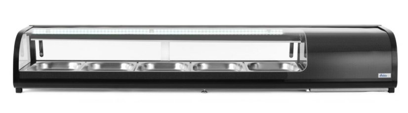 Stojan na Sushi, Arktic, Kapacita: 5x GN 1/2 (V)40 mm (včetně nádob)., Černá, 220-240V/190W, 1800x420x(H)265mm